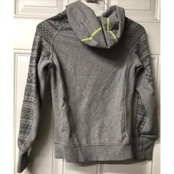 EUC Ivivva Gray Geometric Blue Zip Up Hooded Sweatshirt Girls Size 8 - Picture 6 of 8
